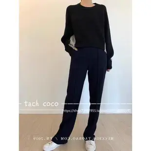 Tach Coco側開叉女藏藍色西裝褲