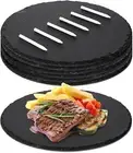 6 Pcs round Black Stone Plates 11 Inch Slate Cheese Boards Charcuterie Boards...