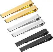 [YUXIANLB] 6 Pcs Stainless Steel Tie Clips for Men Initial Tie Clip Suit Accessories Classic Black Gold Silver Ties Bar Set for Wedding Anniversary Business Gift for Dad Husband