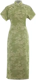 [ChangNanJun] 2022 Long Cheongsam Printing Chinese Women's Dress Mandarin Qipao with Lining