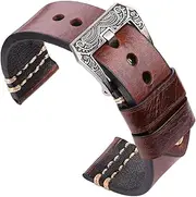 [MObyat] Retro Leather Watch Straps with Silver Buckle 20mm 22mm 24mm Genuien Leather Watchband Handmade Watch Accessories