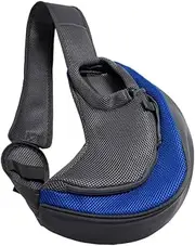 DRESSOOS Pet Travel Carrier Small Dogs Cross-Body Bag Grid Pattern Single Shoulder Bag Comfortable Polyester Dark Blue