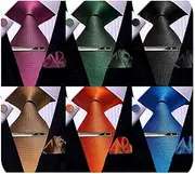 [Kerfado] Mens Silk Tie Set, 6PCS Tie and Pocket Square Cufflinks Clip Set Wedding Business Party Necktie