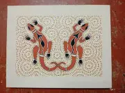 Aboriginal painting original design "Gecko's Mating" in acrylics gift COA