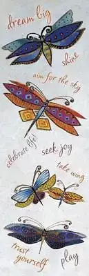 Laurel Burch Positivity Dragonflies Book Marker White 7"x2 1/4"