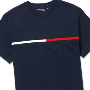 【Tommy Hilfiger】TOMMY 經典刺繡文字Logo圖案短袖T恤 上衣-深藍色(平輸品)