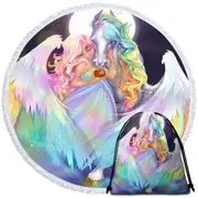 Rainbows Space Starlight Pegasus and Princess Round Beach Towel