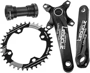 Bike Crankset, MTB Hollow Integrated Crankset 32T/36T 170mm Aluminum Alloy Crank Arm Set 104BCD Narrow Wide Chainring Crankset with Threaded Bottom Bracket Suitble for 8/9/10 Speed