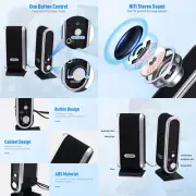 US 1-2 Pc USB Power Stereo Speaker System 3.5mm Jack For Desktop Laptop Computer