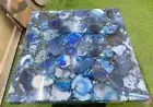 Blue Agate Coffee Table Top, Square Handmade Furniture,Blue Agate Stone Home Top