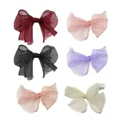 Women Girls Sweet Bowknot Hair Clips Hairpins Ribbon Barrettes Mesh Yarn Clip