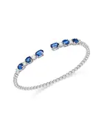 Bloomingdale's Fine Collection Blue Sapphire & Diamond Beaded Cuff Bangle Bracelet in 14K White Gold