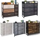Cerbior 7Drawer Dresser Storage Organizer Closet Shelf Wood Top with Fabric Bins