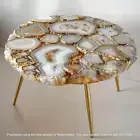24" Elegant Agate Stone Round Coffee Table Top luxury Farmhouse Interior Decor