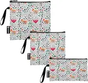 RPLIFE Whimsical Spring Floral Sage Reusable Sandwich and Snack Bags Washable Food Bags with Zipper for Kids Students Adults (Set of 3: S/M/L)