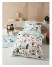 [Linen House Kids] Camping Bears Quilt Cover Set in Vanilla
