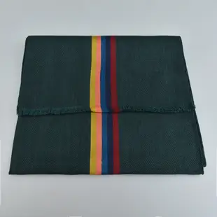 PAUL SMITH 標籤LOGO彩色條紋設計羊毛混紡圍巾(綠x彩色條紋)