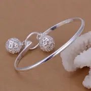 Luckyshine Unique Fire Two Balls 925 Sterling Silver Bangles Bracelets
