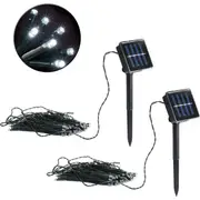 2x Lenoxx 300 Outdoor Solar Power String Fairy LED Lights Christmas Party White