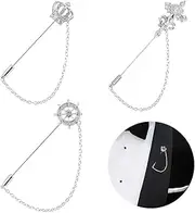 [Huture] 3 Packs Men's Brooch Lapel Pin Crown Rudder Cross Badge Hanging Chains Collar for Career Suit Tuxedo of Shirts Tie Hat Scarf for Boyfriend Father Birthday Silver