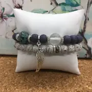 2 PC Handmade Bohemian Beaded Stackable Stretch Bracelet Set New Free Ship 4952