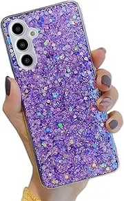 [YTanazing] Glitter Case for Samsung Galaxy S25 Plus/S24 Plus, Purple, Bling, Glossy, Shockproof, Slim, Standard Case