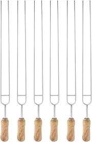 qwmvhfg， Kebab Skewers, U-Shaped BBQ Fork Barbecue Stainless Steel Fork Wood Handle -Shaped BBQ Roast Needle Skewers Forks BBQ Skewers