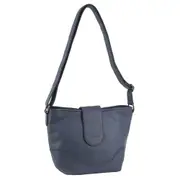 Milleni Women's Leather Shoulder Crossbody Bag w/ Zip Pocket 32x23cm Teal