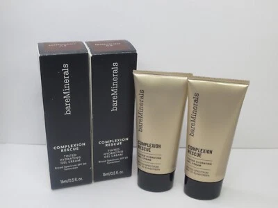 BAREMINERALS COMPLEXION RESCUE TINTED GEL CREAM 11.5 MAHOGANY 0.5 OZ BOXED (2PC)