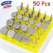 AU STOCK 50PACK Diamond Burr Grinding Head Bit Shank For Dremel Rotary Tool NEW