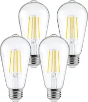 ST64 LED Dusk to Dawn Light Bulbs Outdoor,6W 60W Equivalent,2700K Warm White,650