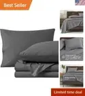 Crisp Percale King Sheet Set - 300 Thread Count, Organic Cotton in Elegant Grey