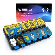 Extra Large Weekly Pill Organizer 2 Times A Day - Airtight Pill Box 7 Day - A...