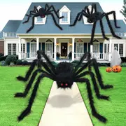 Halloween Spider Decorations Giant Scary Prop Display 3PCS Indoor Outdoor Fake Realistic Large Hairy Ornaments Home Office Room Wall Yard Party Festive