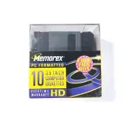 Memorex 3.5" HD Computer Floppy Disks Sealed 10 Pack Black Diskettes