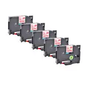 5PK Compatible with Brother P-Touch TZ-232 Red on White 0.47" Label Tape 12mm