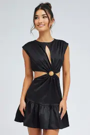 Black Black Ring Detail Keyhole Dress - Size 12, Women's Bodycon Dress