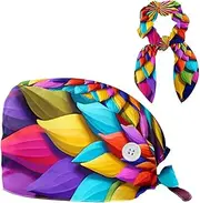 [YTYVAGT] Scrub Caps Women,Scrub Hats Suitable for Women,Art Rainbow Chrysanthemum Pattern