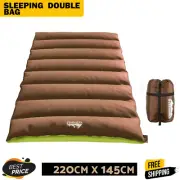 Weisshorn Sleeping Bag Double Bags Thermal Camping Hiking Tent Brown -5°C AUS