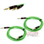 2X 3.5MM AUX MALE AUDIO EXTENSION CABLE CORD GREEN FOR GALAXY S4 S3 NOTE 3 NEXUS