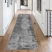 Grey Hallway Carpet Runner Rug, Washable Kitchen Rug Runner Long 100-600cm Carpet Runner Rugs for Entryway Bedroom Laundry Room, Narrow Area Rug Home Carpet Runner Decor Floor Mat(2ft×8.2ft/60×250cm)