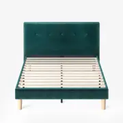 Zinus Fabric Bed Frame Queen & Double Velvet Dark Green Base Platform