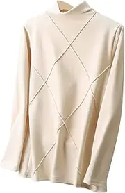 [Generic] Mens Thermal Set Women Casual Autumn Winter Multicolor Diamond Knit Long Sleeve Thermal Turtleneck Top Duds Women
