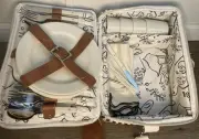 Business & Pleasure Co. St. Tropez Picnic Bag Lunchbox Cooler Set - Striped Blue