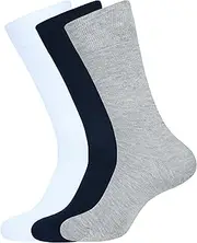 [ASSOTS] LONDON Men's Dress Socks, Pack of 3 Socks, Color - 1 White, 1 Black, 1 Grey