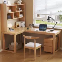 在飛比找momo購物網優惠-【HappyLife】實木L型轉角書架書桌 160公分 Y1