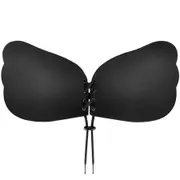Push Up Backless Adjustable Strapless Bra Silicone Adhesive Stick On Bra Cup Size C Black