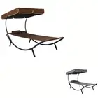 Outdoor Lounge Bed Day Bed Seat with Canopy and Pillows Grey/Brown vidaXL