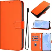 SIYOPINPFY Wallet Mobile Phone Case for Google Pixel 6A 5G - Premium Fashion Leather Foldable Case Magnetic [3 Card Slots] Stand Function Flip Case Protective Cover for Google Pixel 6A 5G - Orange YBD