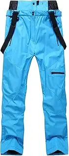 [CLSQLXYJZC] Winter Ski Pants for Men and Women, Thickened Warm Wear-Resistant Waterproof Detachable Shoulder Strap Zipper Ski Pants, for Outdoor Windproof Snowboard Pants (Color : Blue, Size : Large)